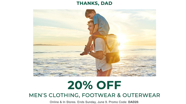 20% Off Men’s Clothing, Footwear, and Outerwear | L.L.Bean | Promo code DAD20